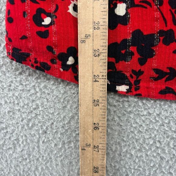 BA&SH Womens Blouse Top Floral Short Sleeve Red Black Size 4 Early Shirt - Picture 4 of 11